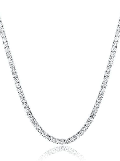 925 sterling silver minimalist Cuban link necklace with VVS1 lab-grown moissanite stones, hallmarked 925.