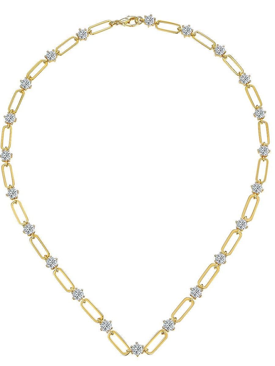 925 sterling silver minimalist Cuban link necklace set with AAA Amazing Crystals , hallmarked 925 and rhodium-finished.