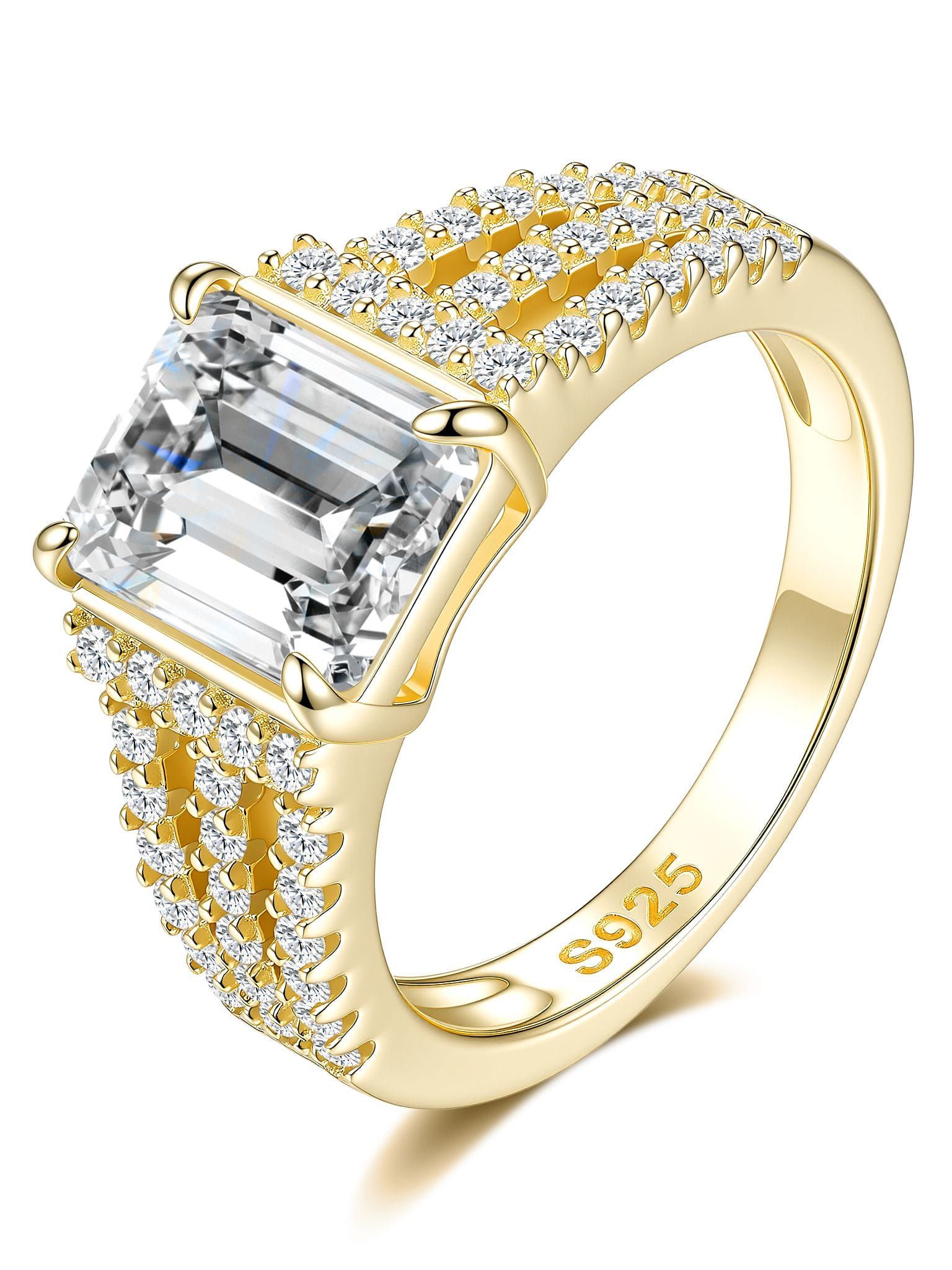 925 Sterling Silver Moissanite White Geometric Minimalist Band Ring in solid 925 sterling silver
