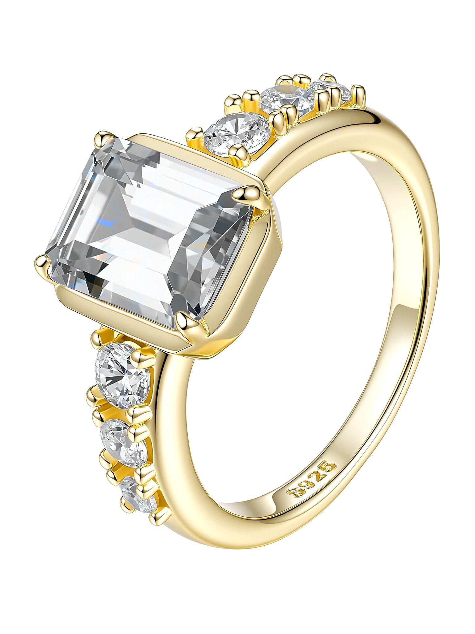 925 Sterling Silver Moissanite White Geometric Minimalist Band Ring in solid 925 sterling silver