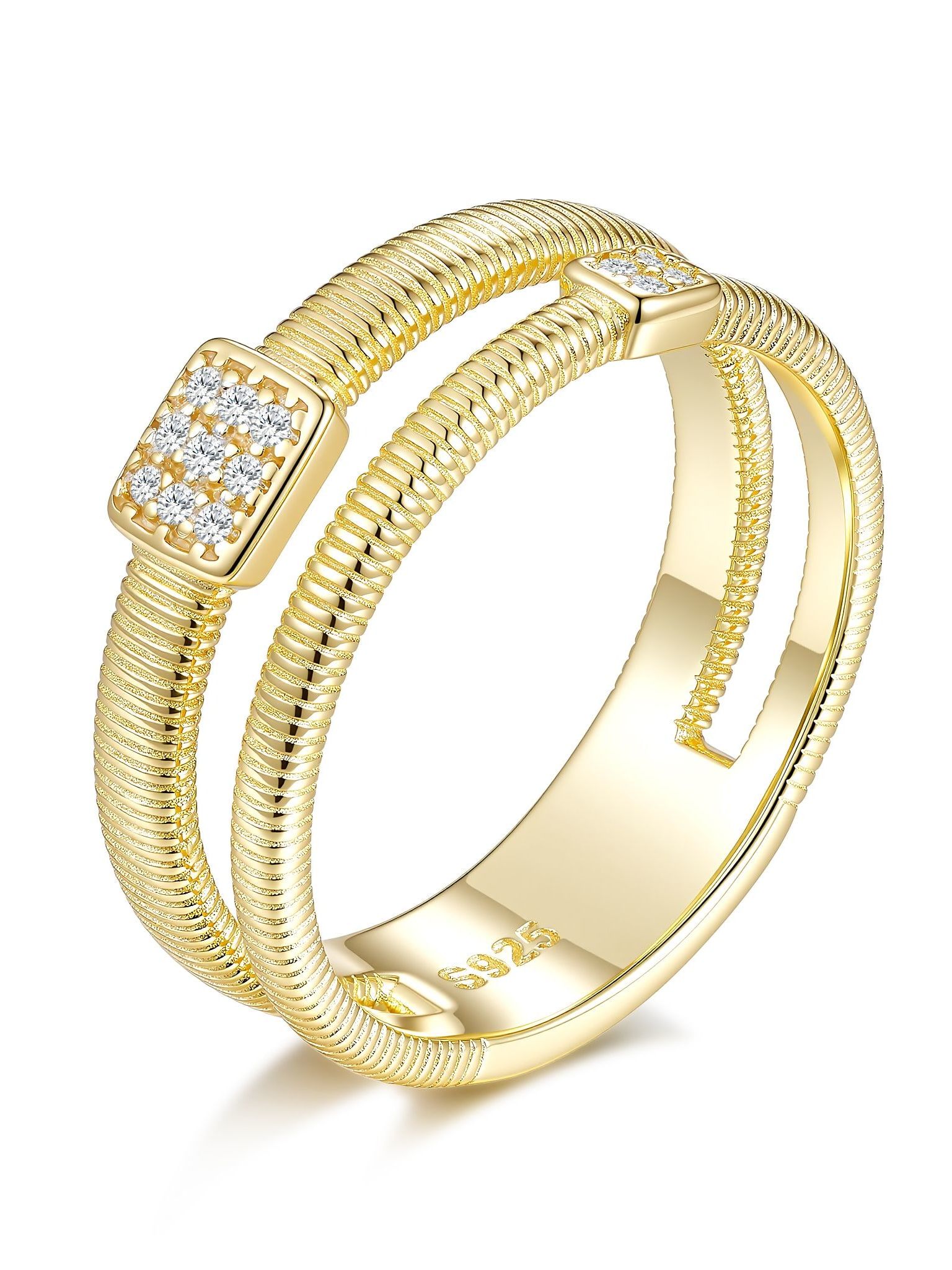 VVS1 moissanite geometric minimalist band ring in solid 925 sterling silver, hallmarked.