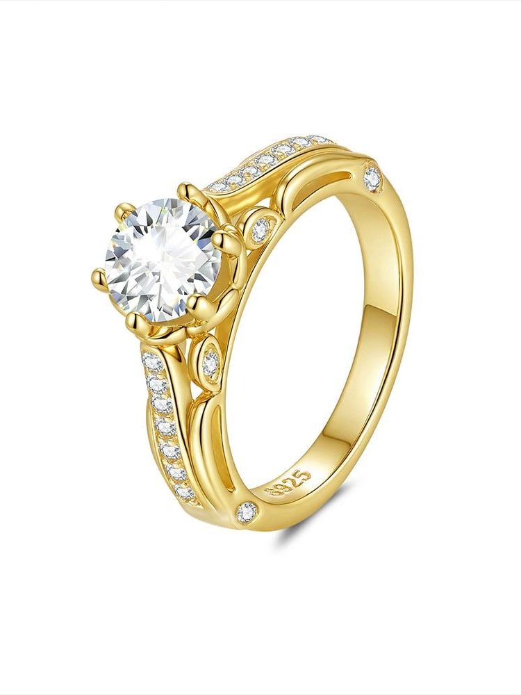 925 Sterling Silver Moissanite White Geometric Minimalist Band Ring in solid 925 sterling silver