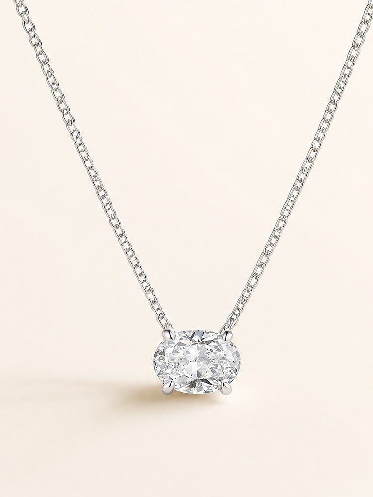 925 sterling silver geometric minimalist necklace with VVS1 moissanite, hallmarked, hypoallergenic.