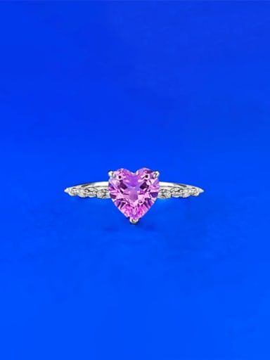 925 sterling silver heart luxury band ring with AAA Amazing Crystals , elegant promise-style design.
