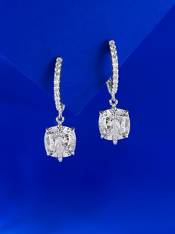 925 Sterling Silver Geometric Statement Huggie Earring in solid 925 sterling silver