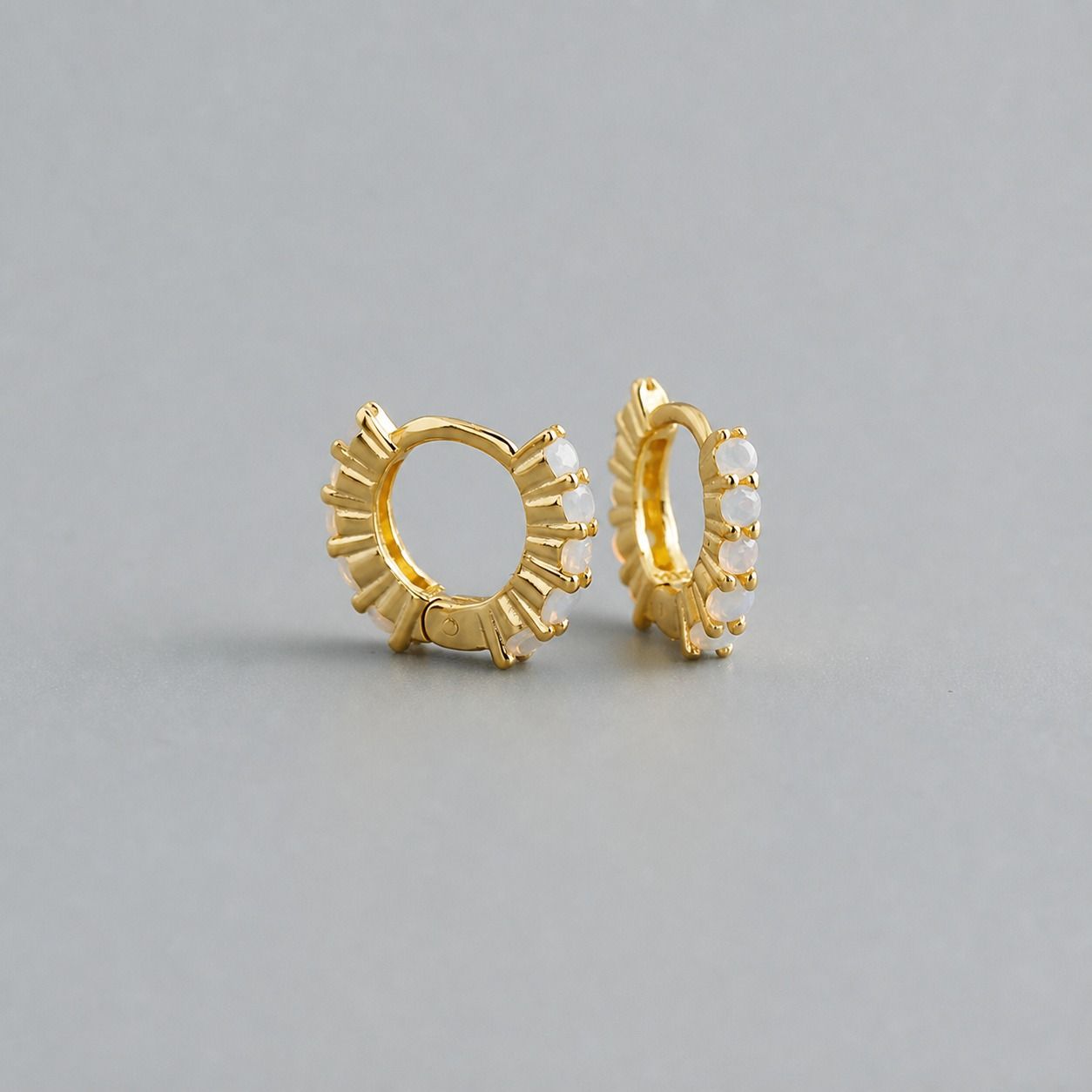 Circular Geometric Opal Earrings