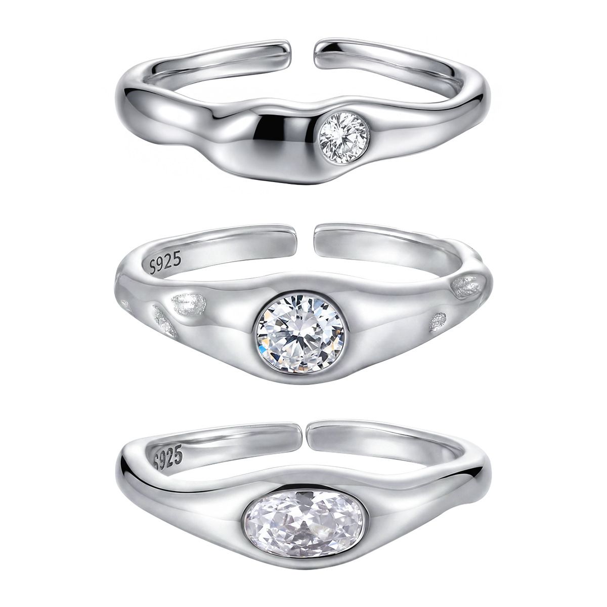 Geometric Oval Round Ring