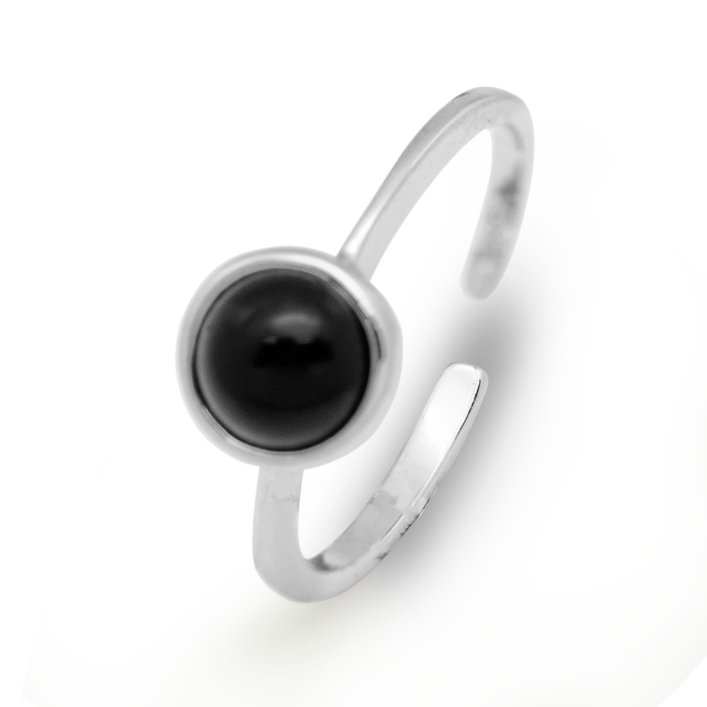 Round Black Agate Ring