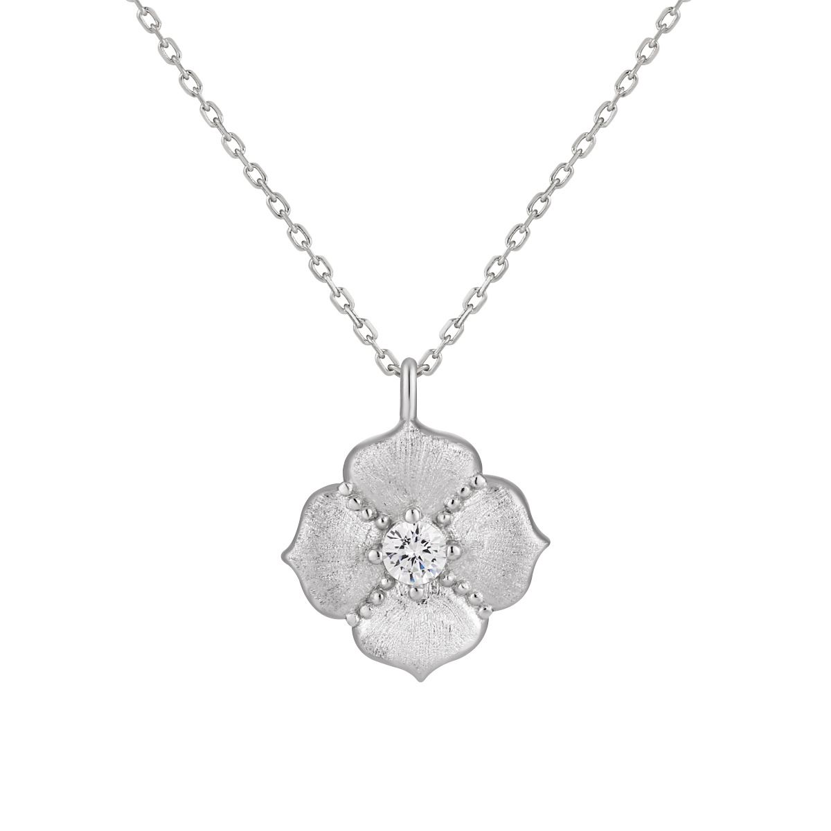 Brushed Five Petal Necklace