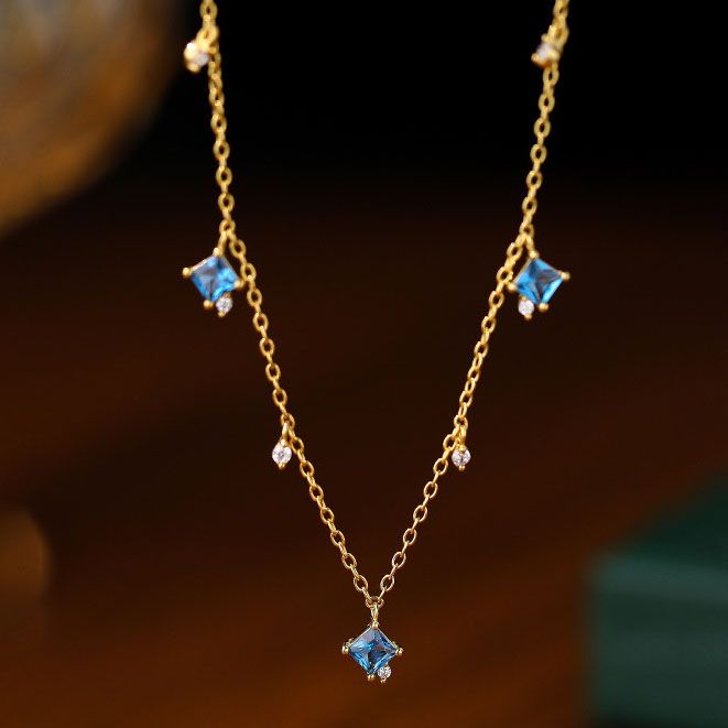 Blue Square Necklace