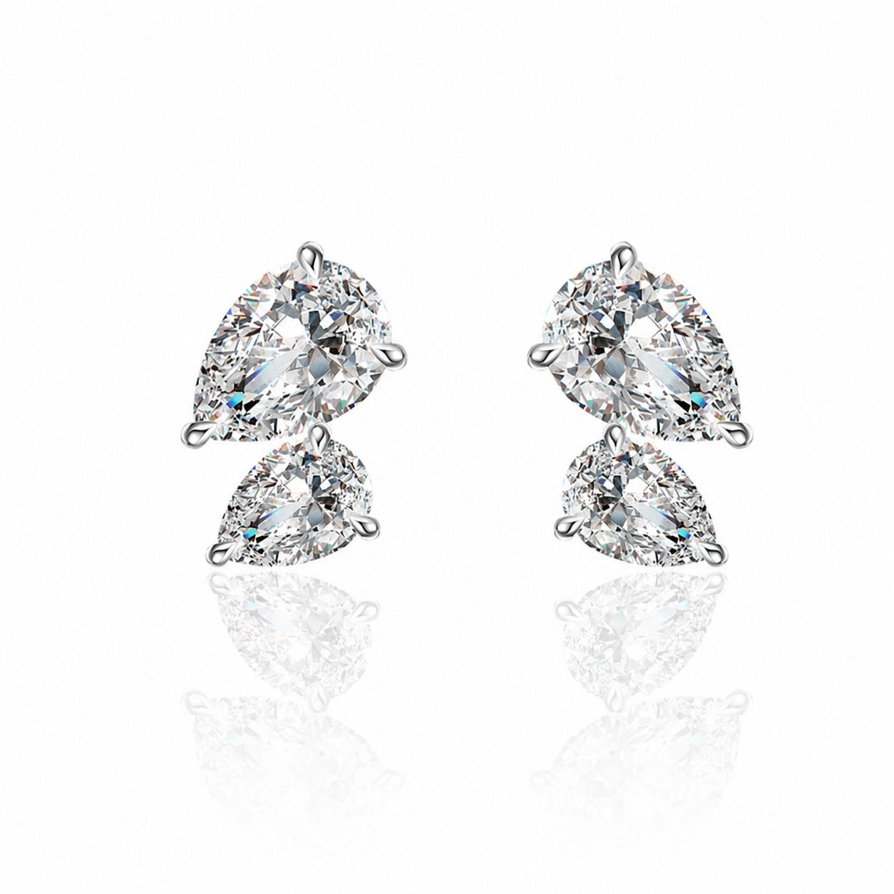 Mossanite Double Pear Earrings