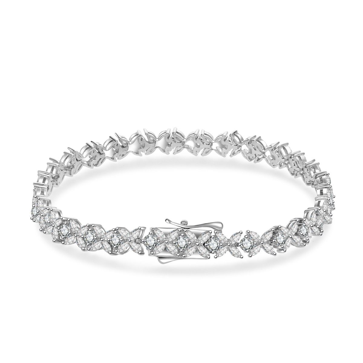 Mossanite Floral Pattern Bracelet