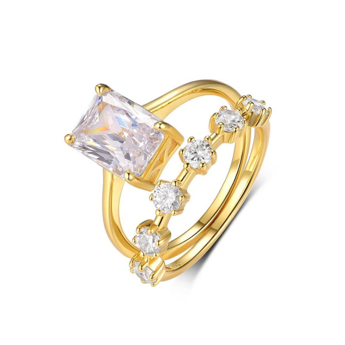 Rectangular Cut Stacked Ring