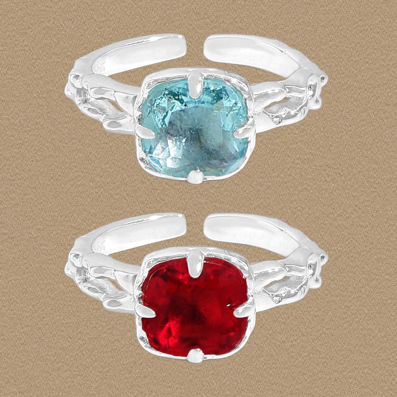 Elegant Red Blue Ring