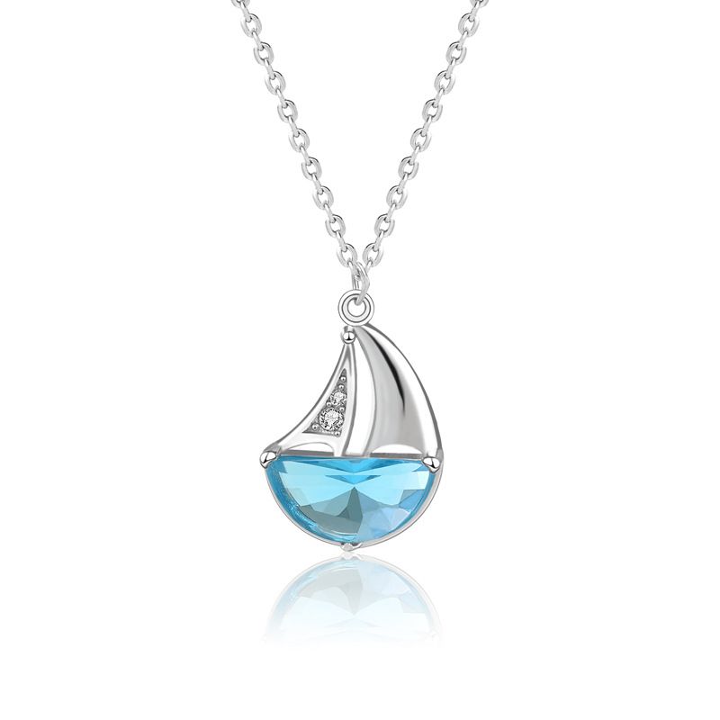 Casual Blue Sailboat Necklace
