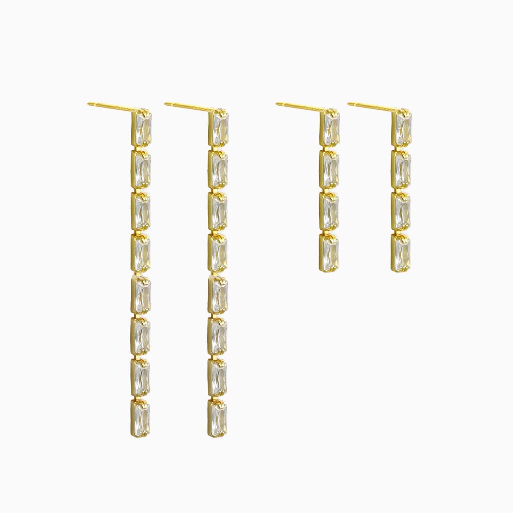 Modern Baguette Tassels Earrings