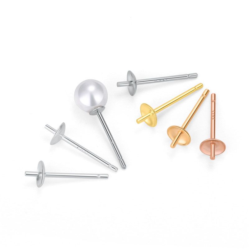 Simple 925 sterling silver pearl birthstone earring pin, elegant DIY jewelry accent.