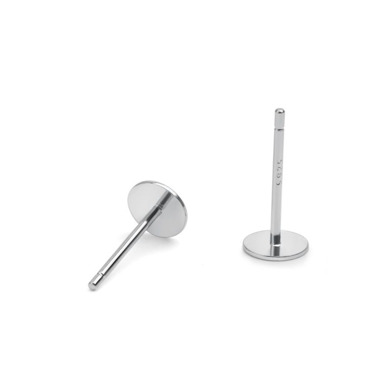 Classic round pearl stud earrings in solid 925 sterling silver, hallmarked. Elegant birthstone jewelry.