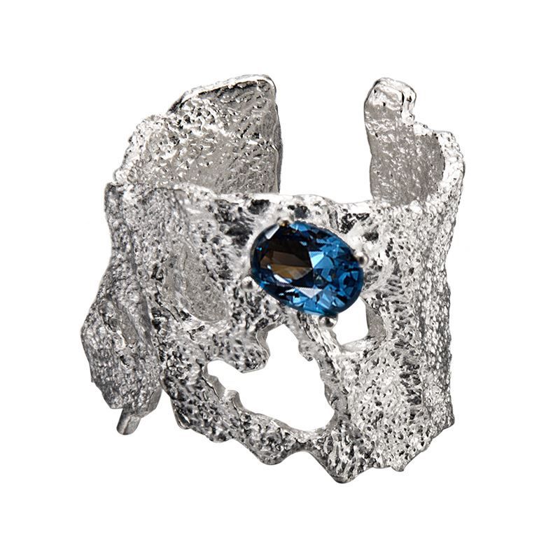 Blue Hollow Wide Ring