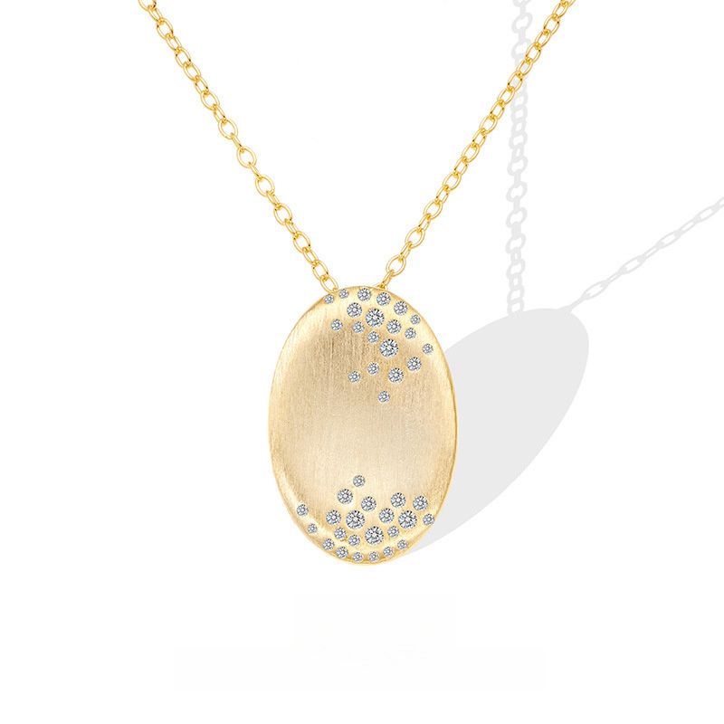 Geometric Oval Brushed Pendant