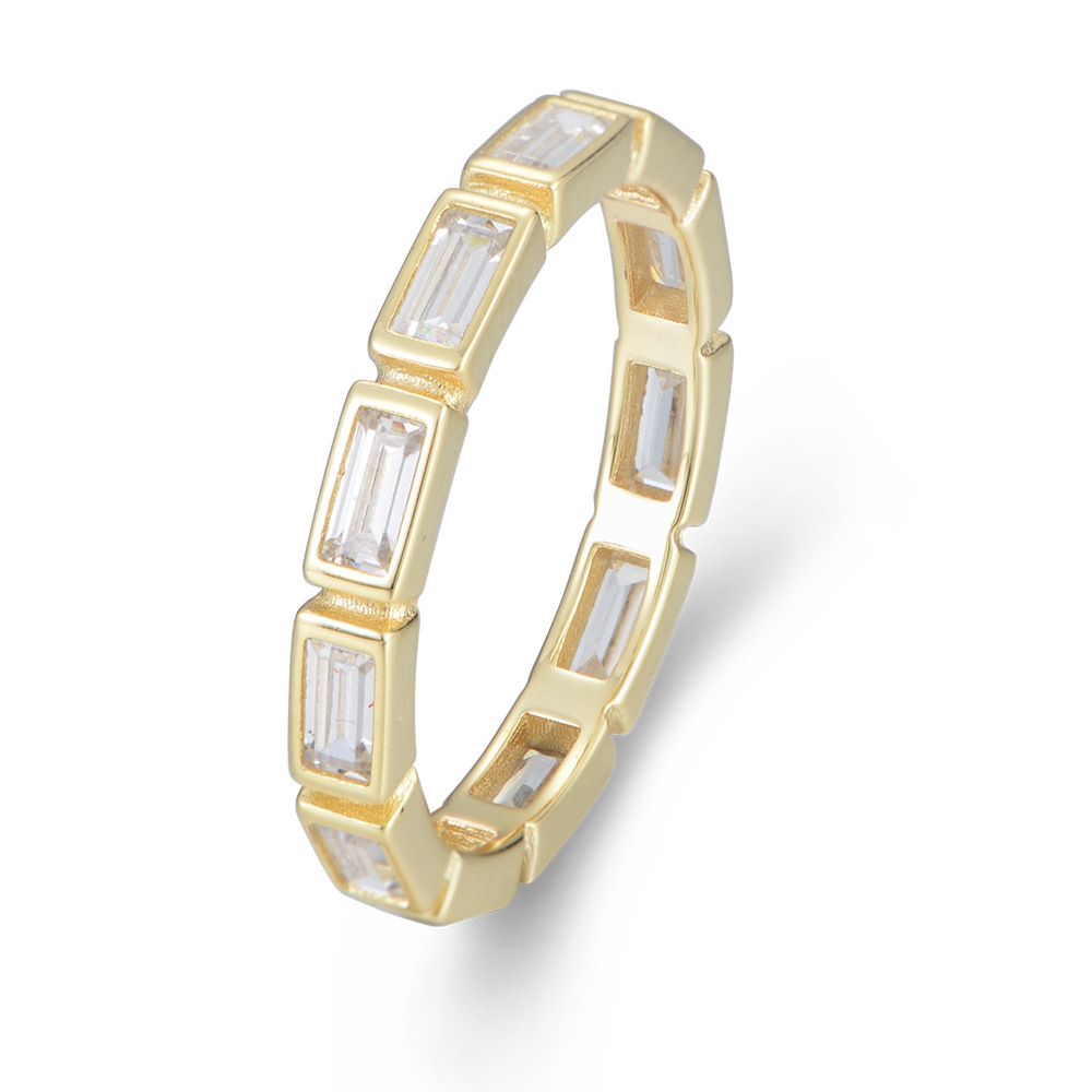 Modern Geometry Baguette Ring