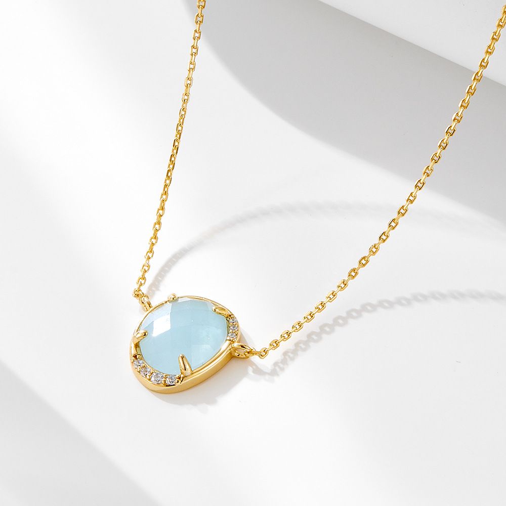 Light Blue Oval Necklace