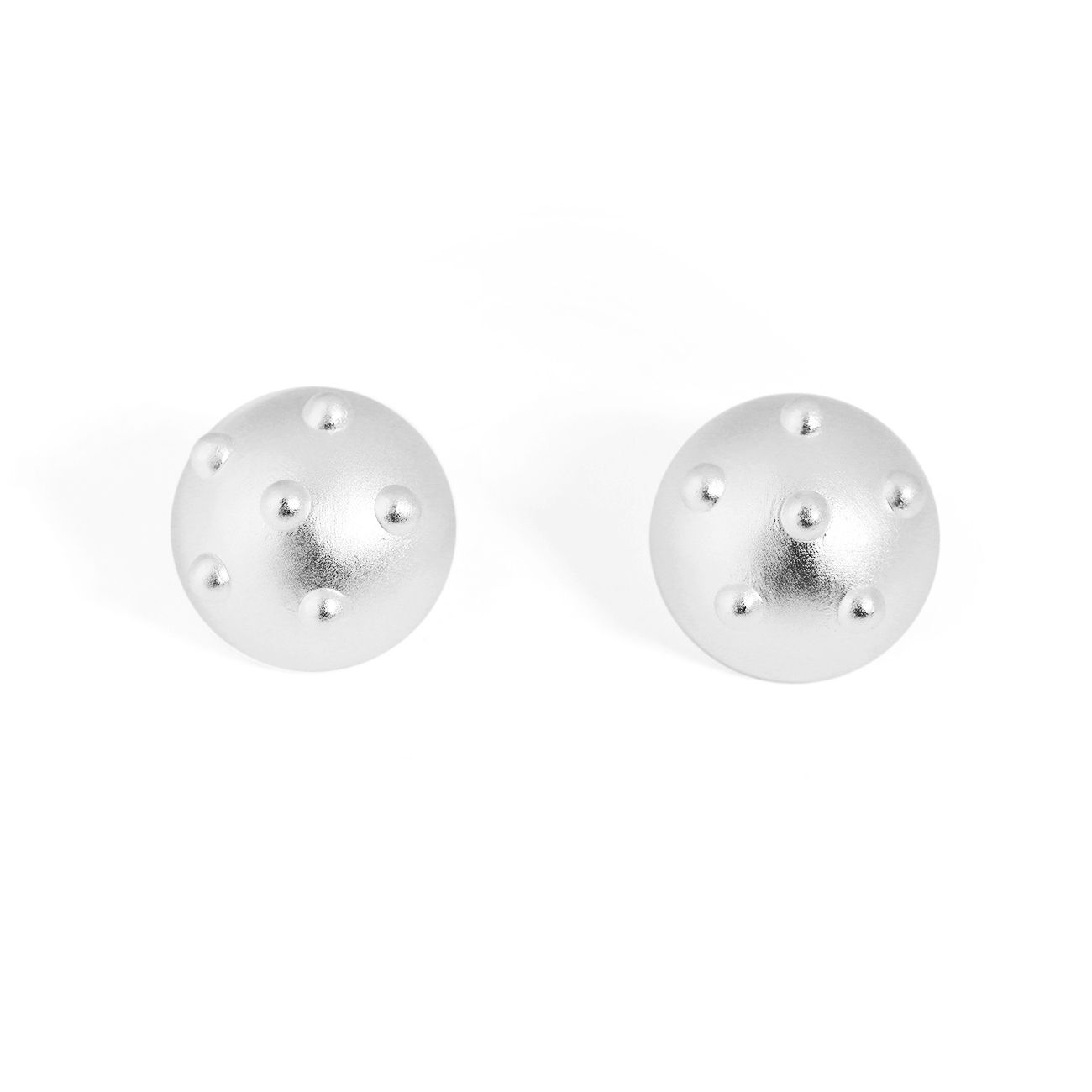 Chunky modern geometry round ball stud earrings in hallmarked 925 sterling silver, featuring AAA Amazing Crystals .