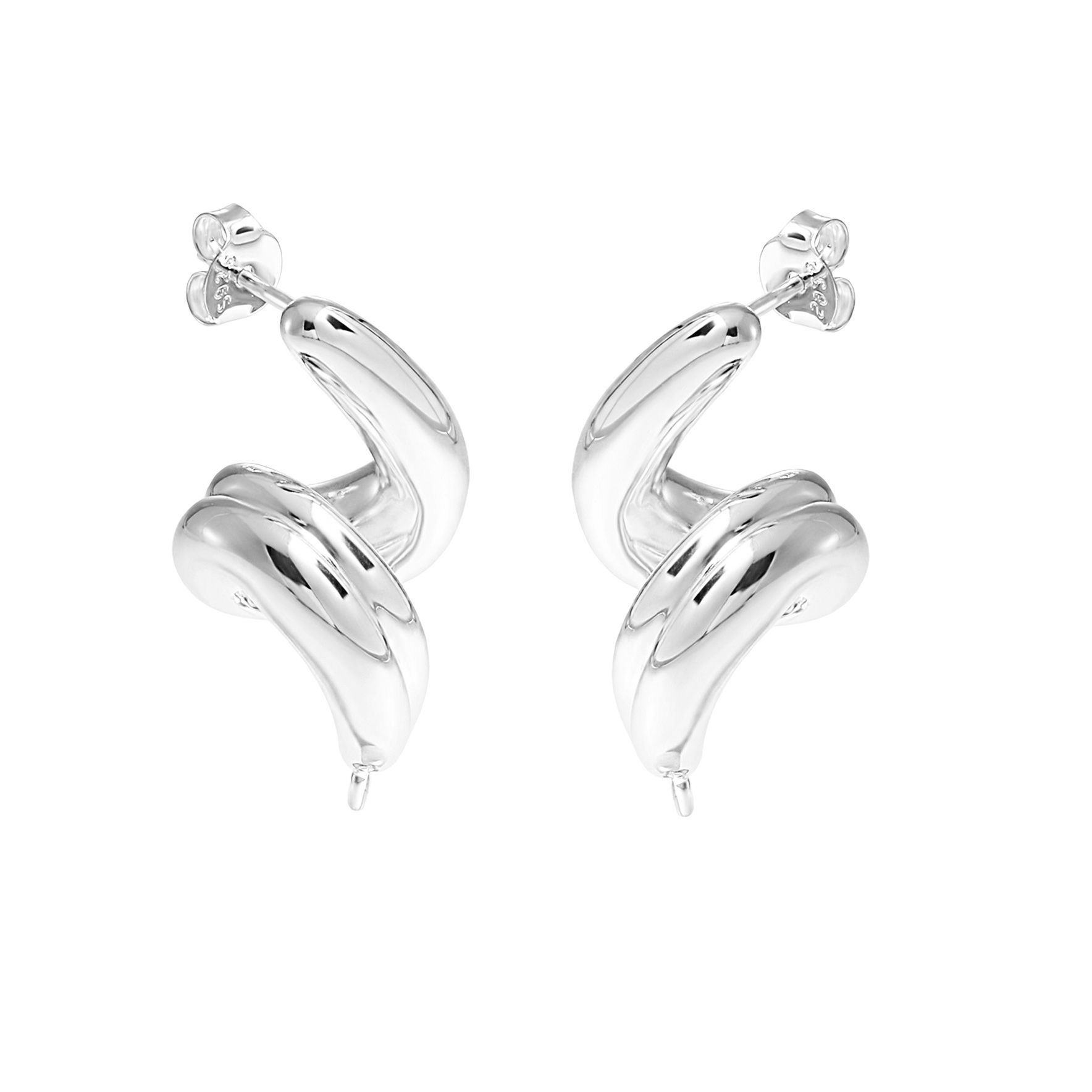 Large irregular natural pearl knot stud earrings in 925 sterling silver, lightweight fine jewelry for women.