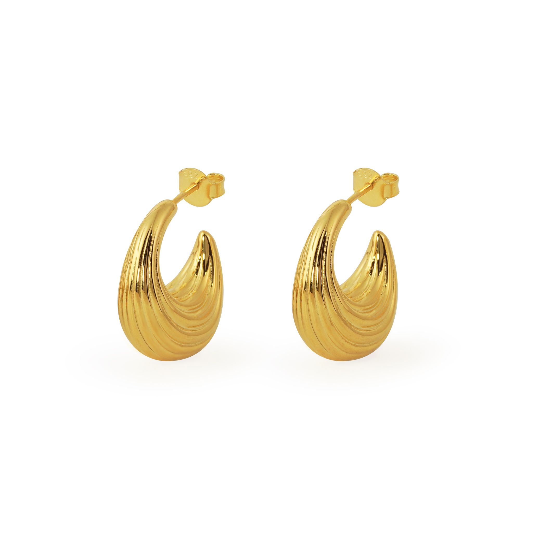 Large 925 sterling silver hoop earrings with bold irregular strip pattern and AAA Amazing Crystals accents.