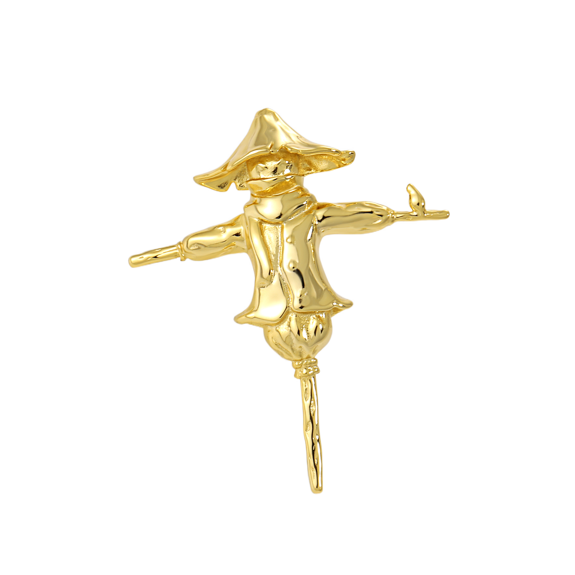 Cute Scarecrow Brooches Jewelry · Yellow Gold