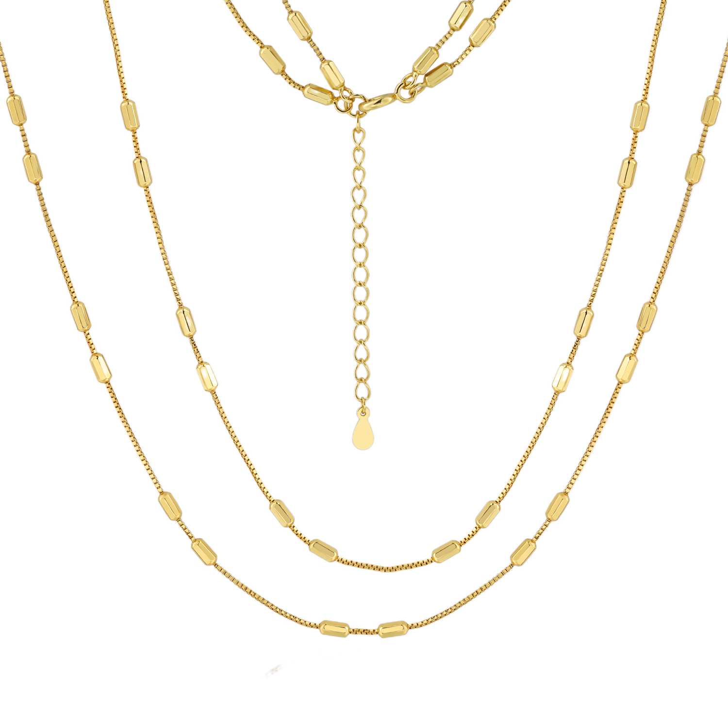 Octagonal Cylinder Double Necklace