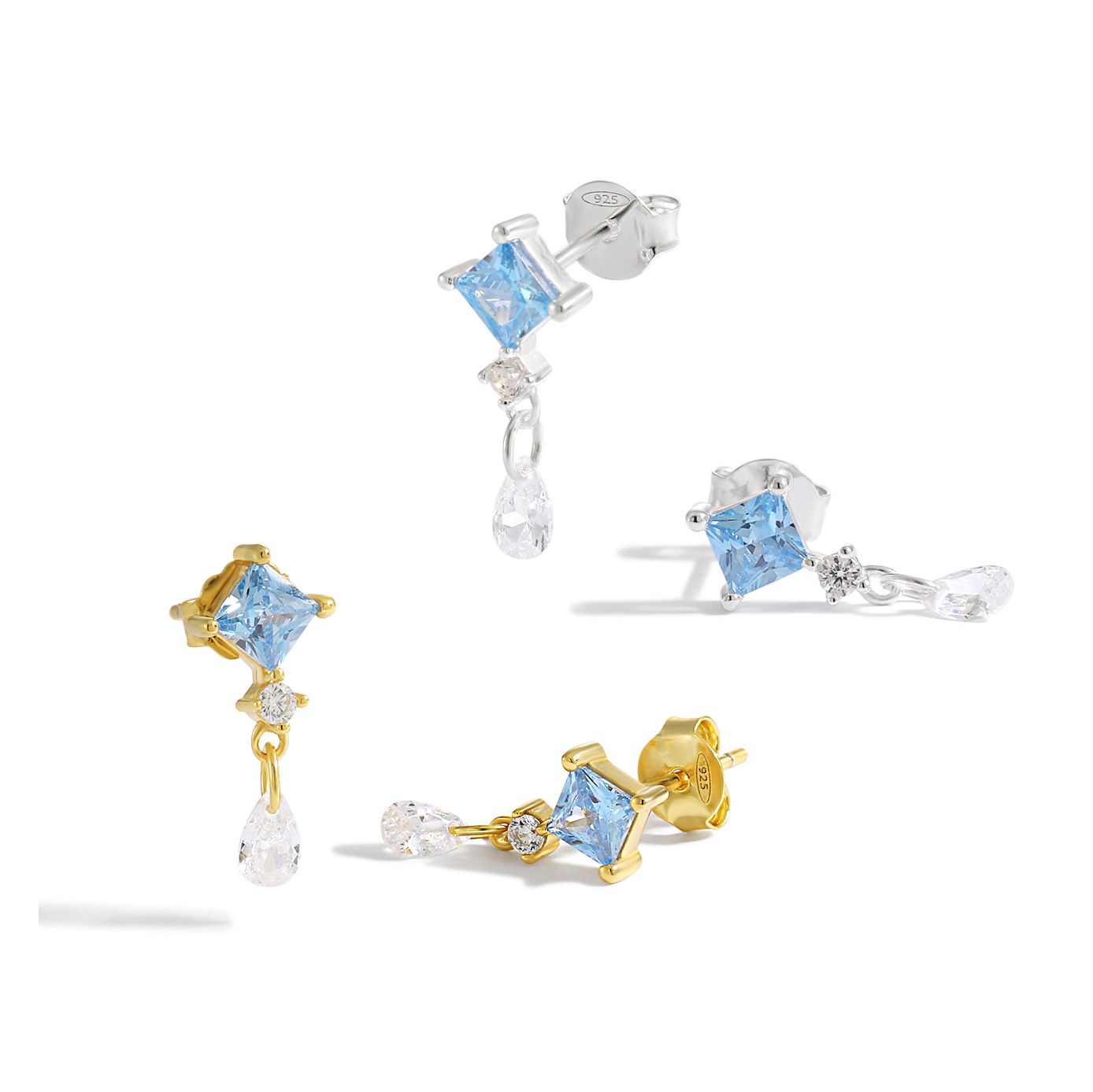 Geometry Blue Rhombus Earrings