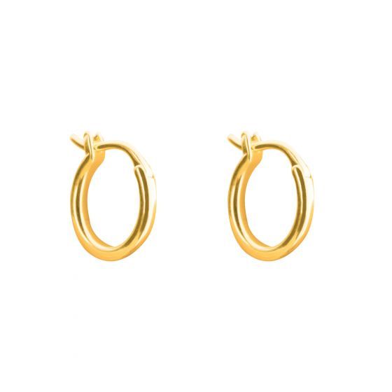 Minimalism Small Circles 925 Sterling Silver Hoop Earrings in Yellow Gold, featuring VVS1 moissanite accents.