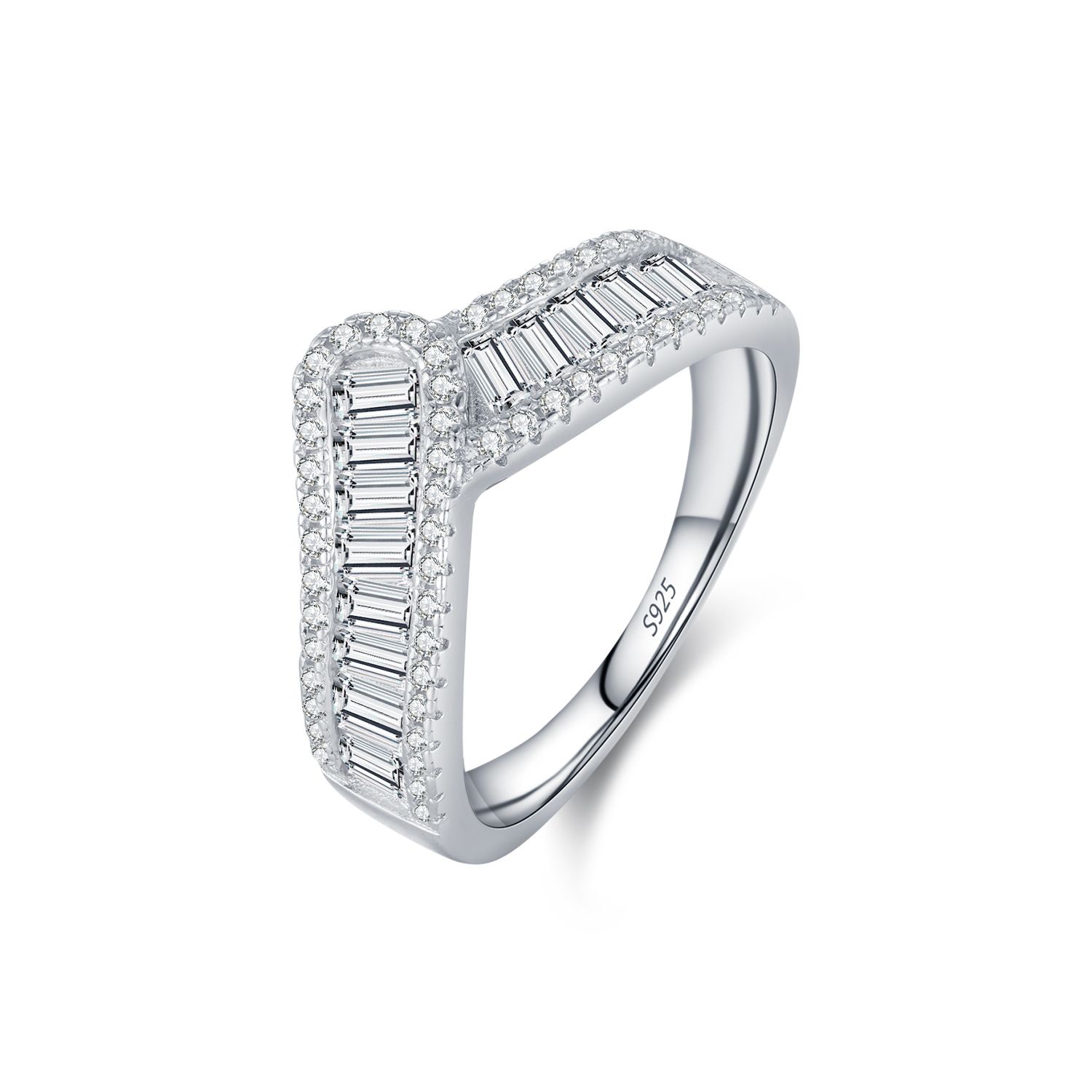 Elegant Geometric Baguette Ring