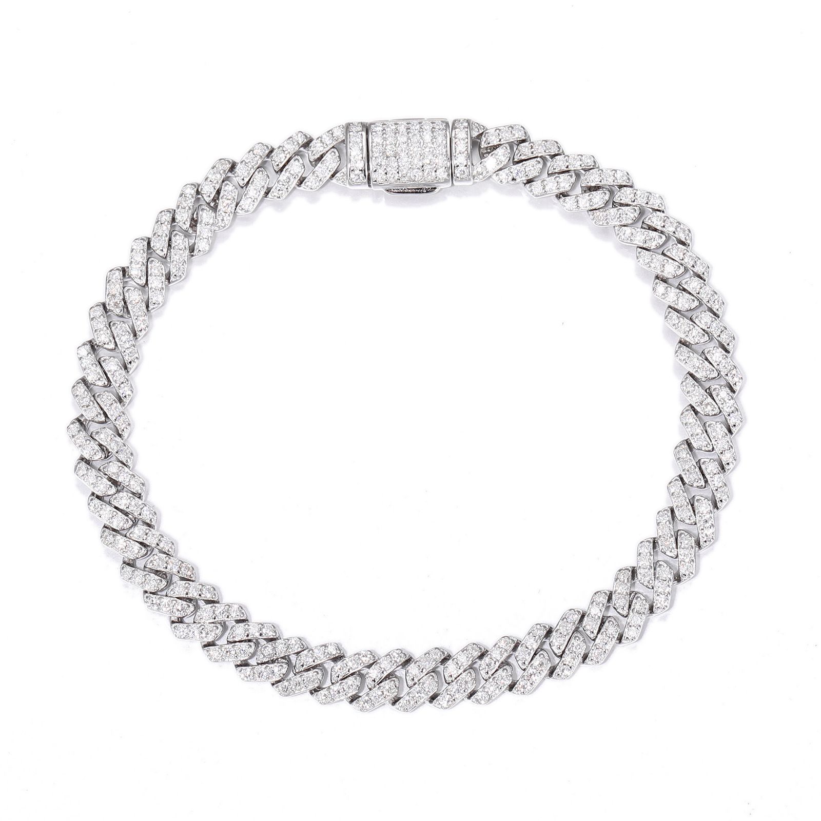 Mossanite Geometric Cuban Bracelet