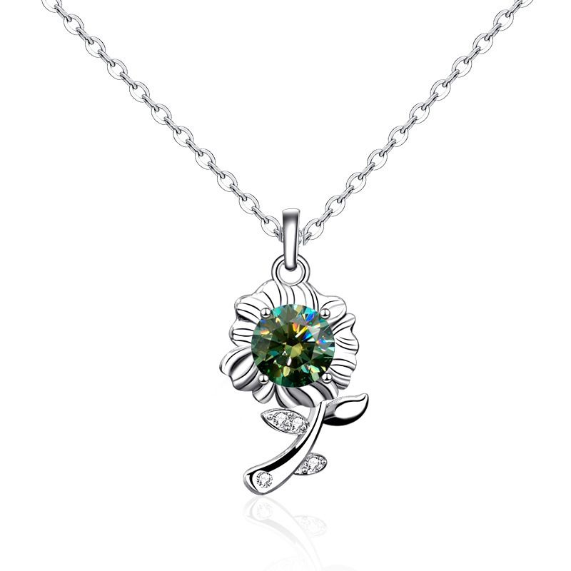 Beautiful Green Sunflower Necklace