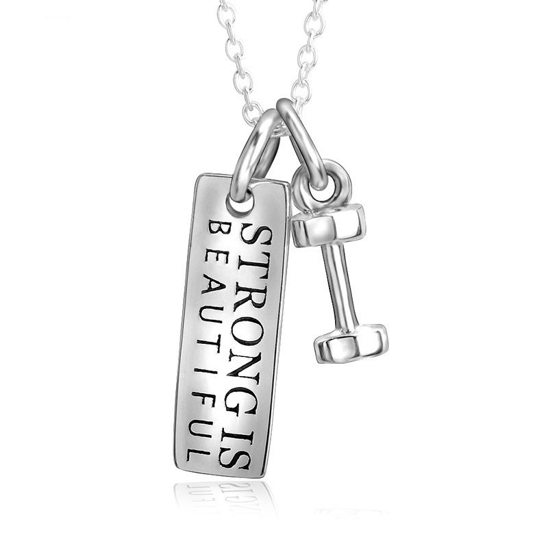 Fitness Strong Dumbbell Necklace