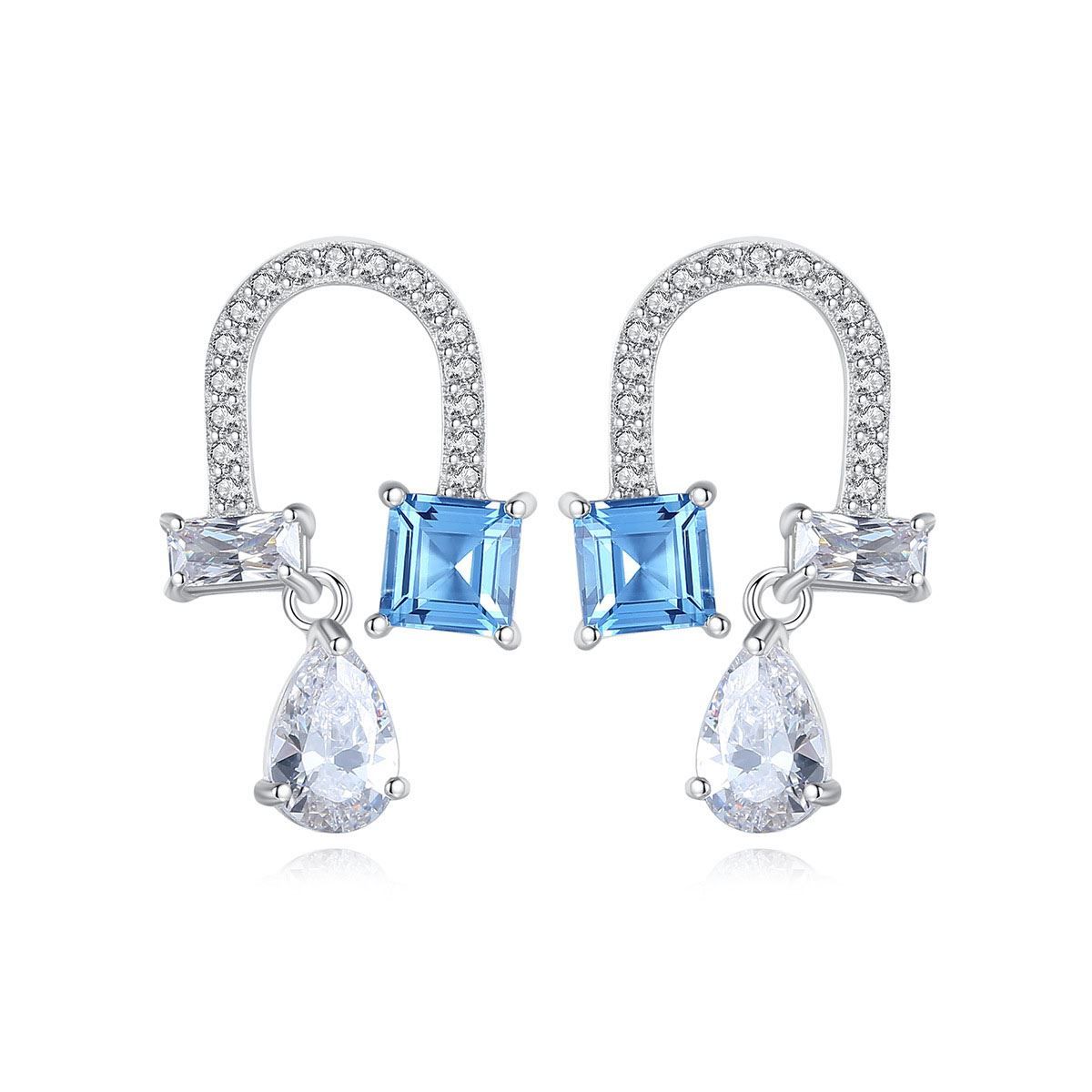 Elegant Blue Created Earrings