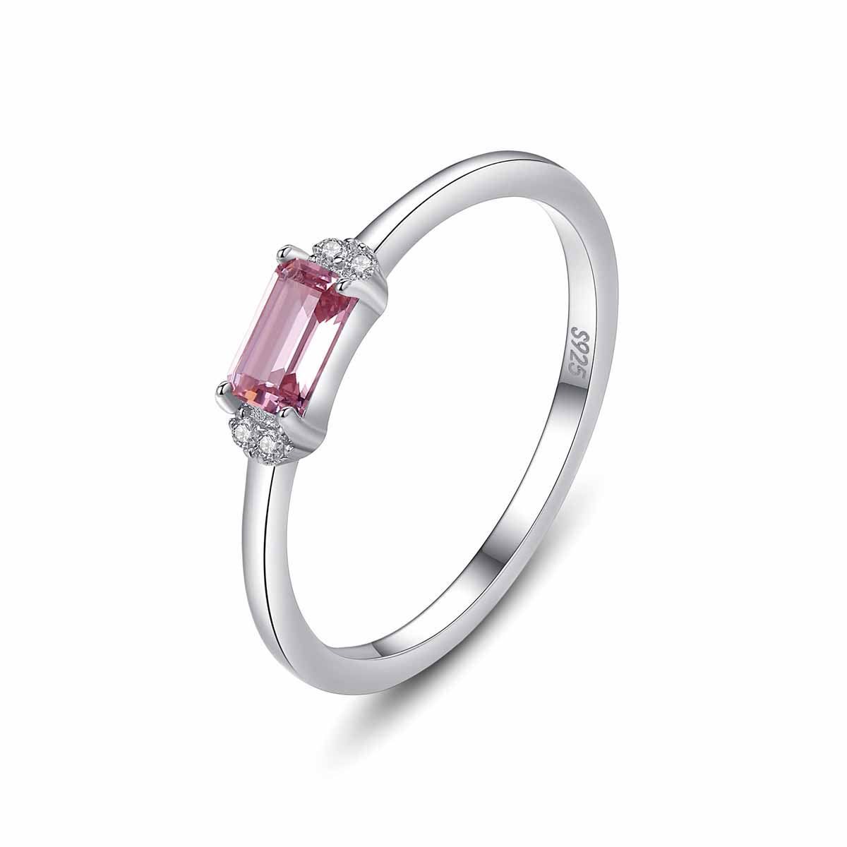 Pink Baguette Geometry Ring