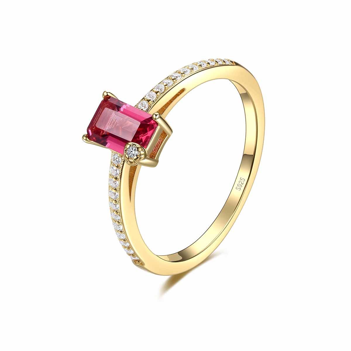 Red Baguette Geometry Ring