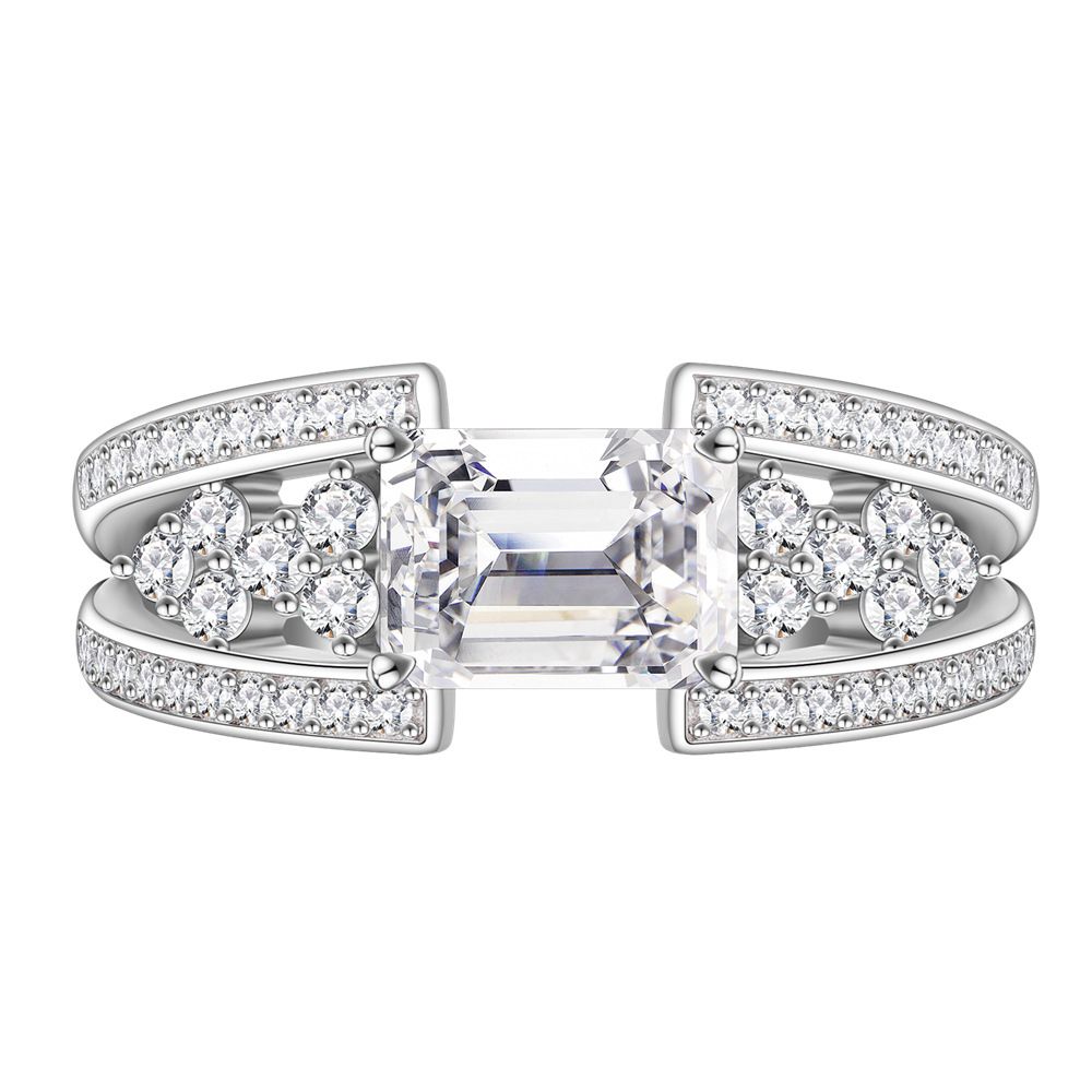 Emerald Cut Geometric Ring