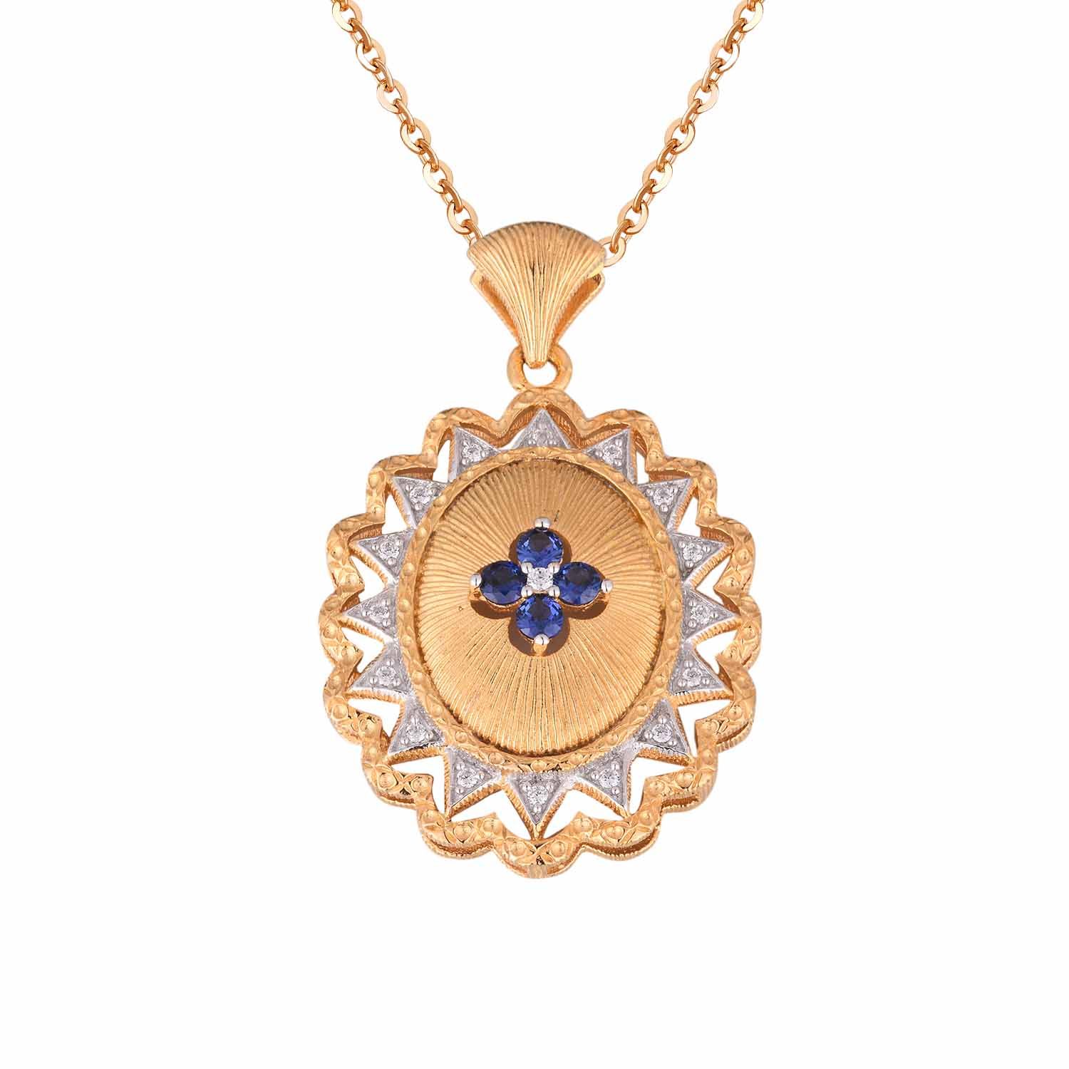Oval Created Sapphire Pendant