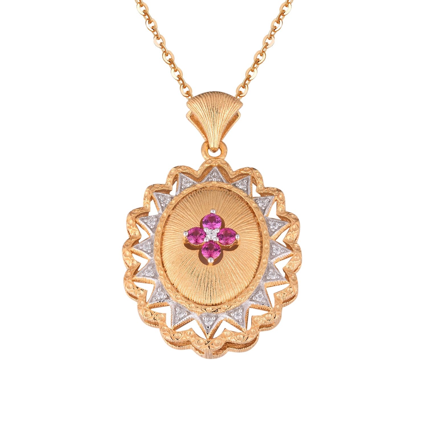 Oval Created Ruby Pendant