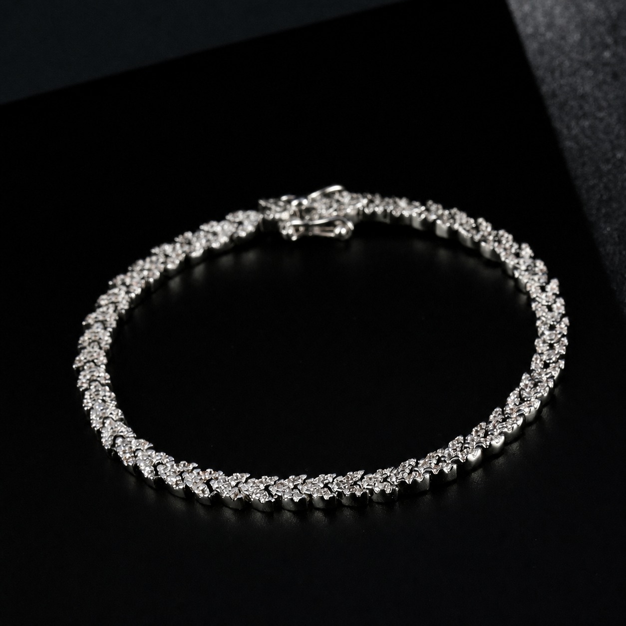 High-Carbon Diamond Wheat Sheaf Versatile 925 Sterling Silver Bracelet view 2