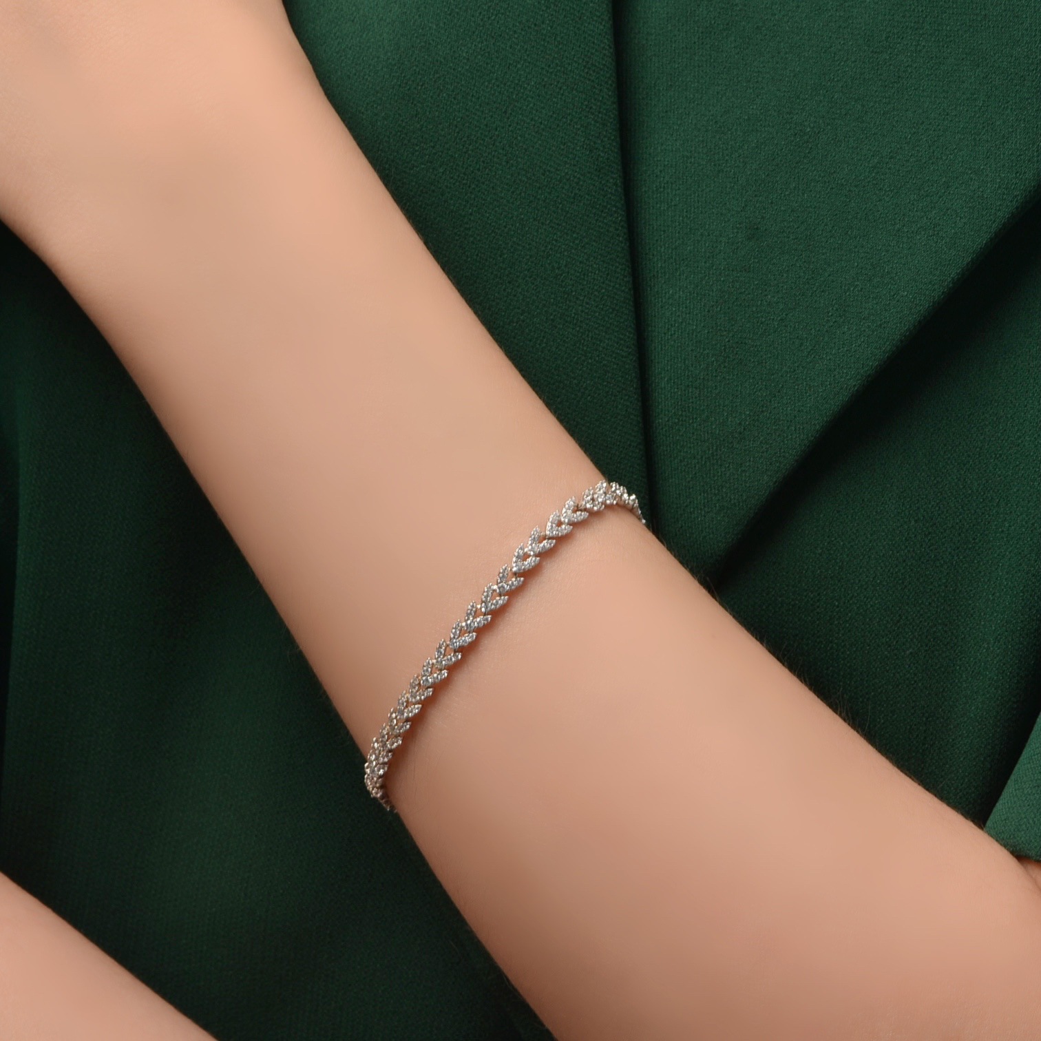 High-Carbon Diamond Wheat Sheaf Versatile 925 Sterling Silver Bracelet view 3