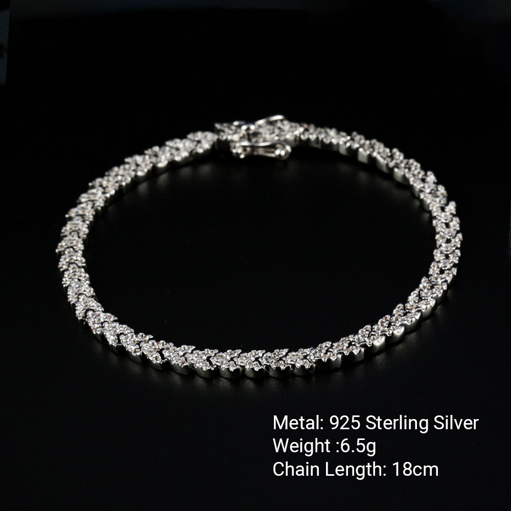 High-Carbon Diamond Wheat Sheaf Versatile 925 Sterling Silver Bracelet view 6