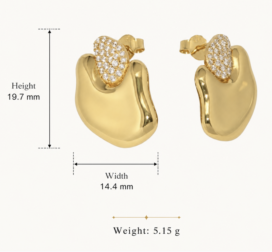 Modern Fluid Micro Pave Amazing Crystals Colored 925 Silver Stud Earrings