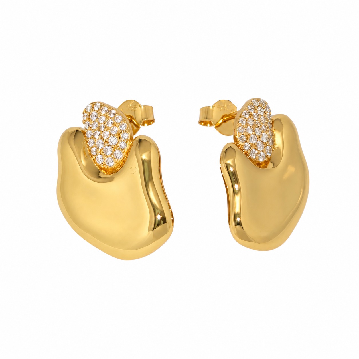 Modern Fluid Micro Pave Amazing Crystals Colored 925 Silver Stud Earrings view 4
