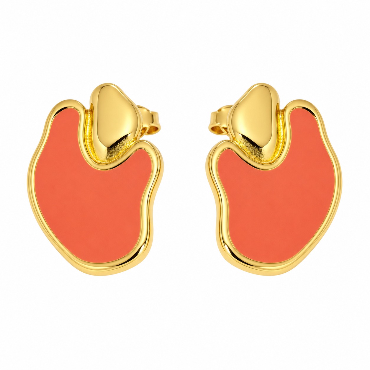 Irregularly Shaped Colored Enamel 925 Silver Earrings view 2