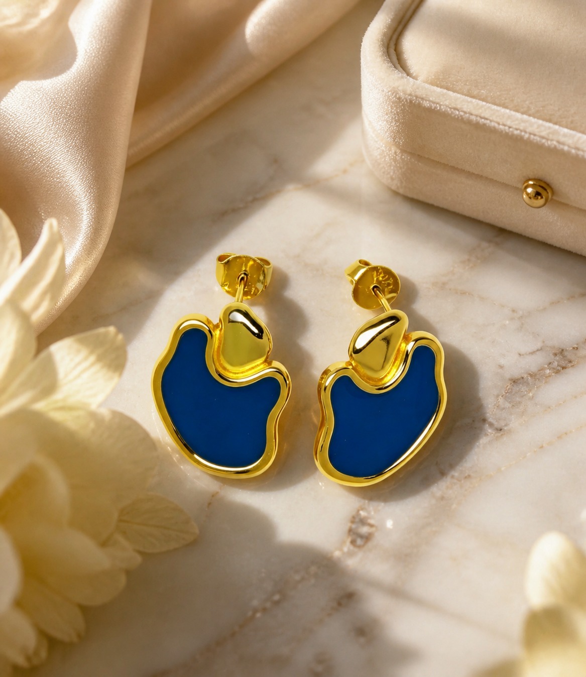 Irregularly Shaped Colored Enamel 925 Silver Earrings view 3